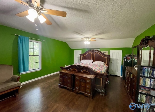 1055 Georgia Mountain Rd, Guntersville, AL 35976 - bedroom featuring a textured ceiling, wood finished floors, baseboards, and ceiling fan
