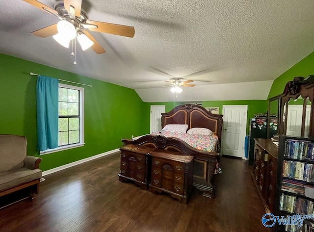 1055 Georgia Mountain Rd, Guntersville, AL 35976 - bedroom featuring wood finished floors, baseboards, a textured ceiling, and ceiling fan