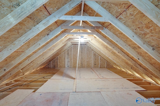 view of unfinished attic