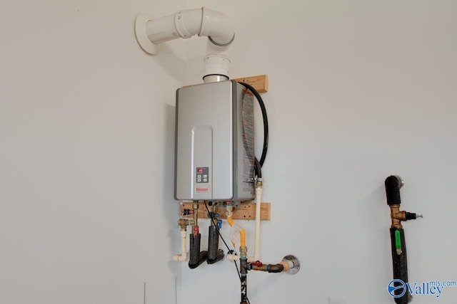 interior details featuring tankless water heater