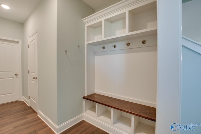 mudroom featuring hardwood / wood-style flooring