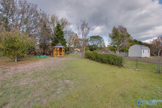 view of yard with an outdoor structure and a gazebo