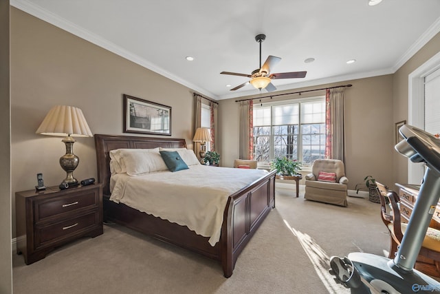 13032 Monte Vedra Rd, Huntsville, AL 35803 - bedroom with recessed lighting, crown molding, and light carpet