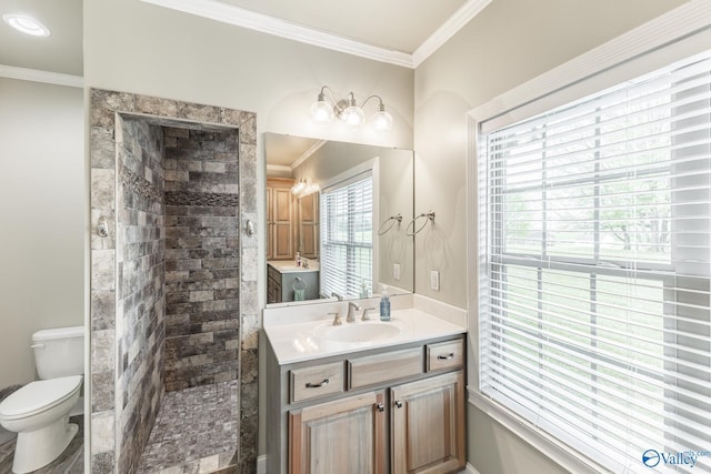 15153 Hobbs Rd, Athens, AL 35614 - full bath with toilet, vanity, ornamental molding, and walk in shower