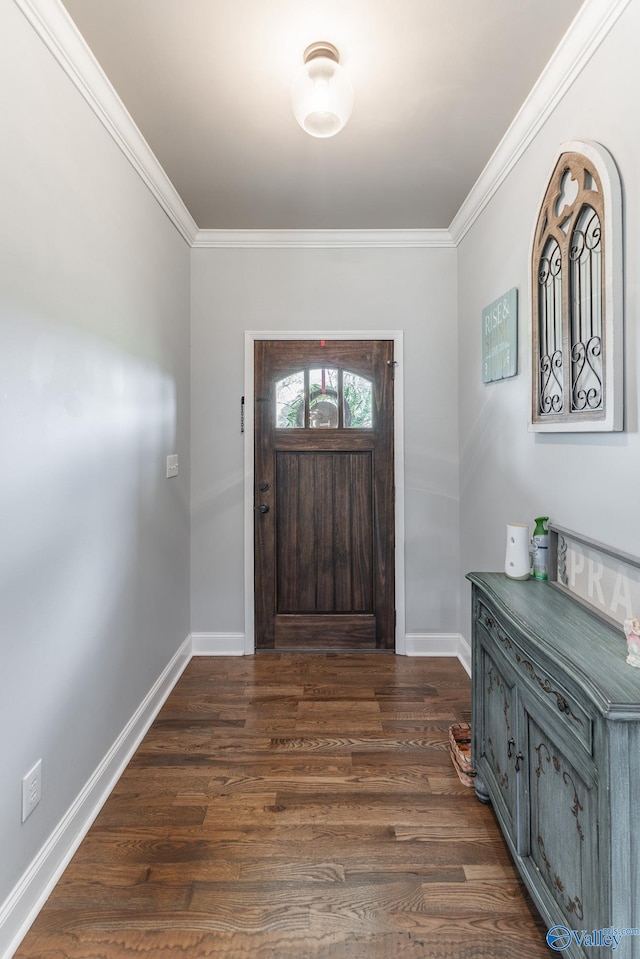 15153 Hobbs Rd, Athens, AL 35614 - foyer featuring ornamental molding, baseboards, and dark wood finished floors
