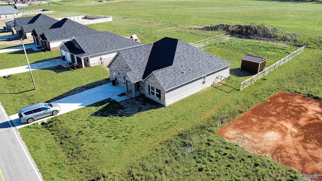 aerial view featuring a rural view