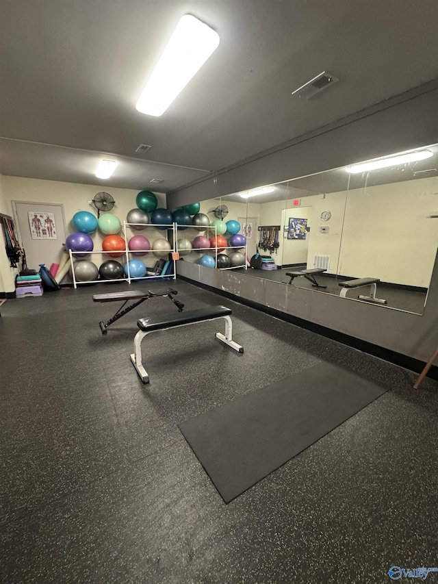 exercise room with visible vents