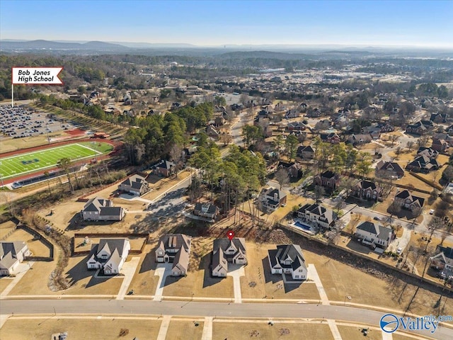 aerial view with a mountain view