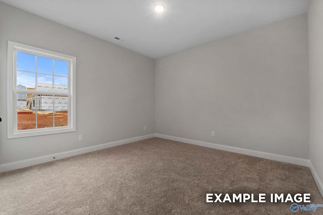 carpeted empty room with baseboards
