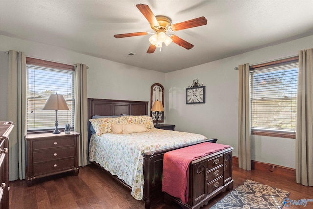 1707 Byron Rd, Scottsboro, AL 35769 - bedroom with dark wood finished floors and a ceiling fan
