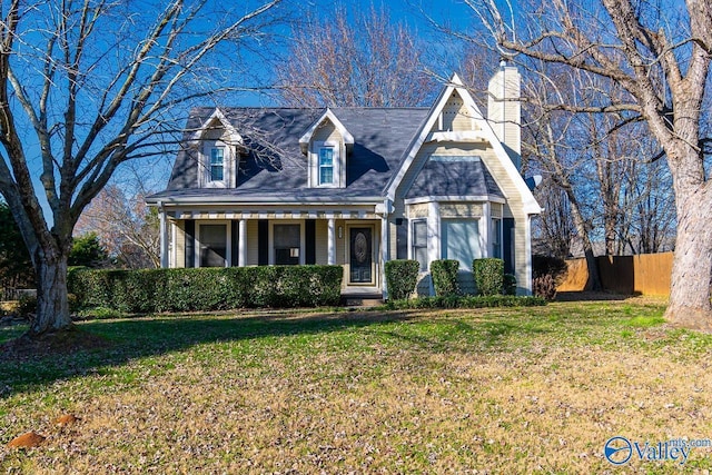 new england style home featuring a front lawn