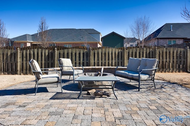 view of patio featuring a fenced backyard