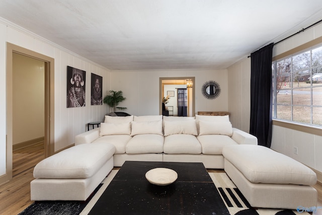 living room with light wood-style floors