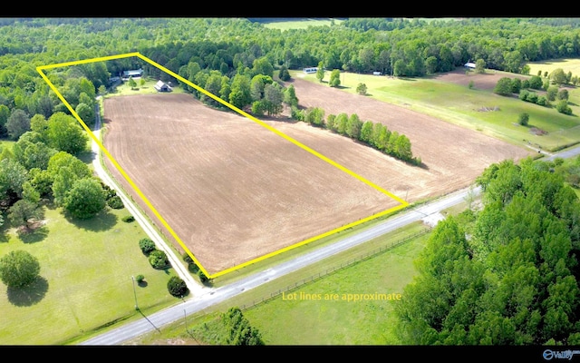 aerial view featuring a rural view