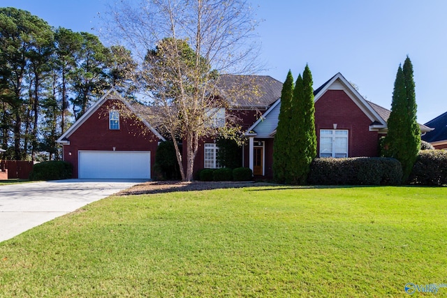 view of front of house featuring a garage and a front yard