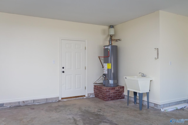 garage with gas water heater