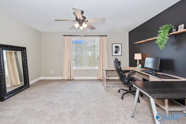 12 Cobbs Cove Way SE, Huntsville, AL 35803 - office area featuring ceiling fan, carpet flooring, and baseboards
