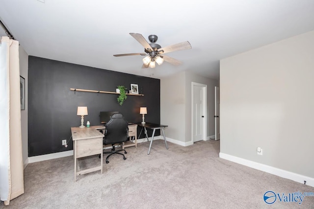 12 Cobbs Cove Way SE, Huntsville, AL 35803 - carpeted home office with baseboards and a ceiling fan