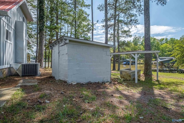 view of shed with central AC