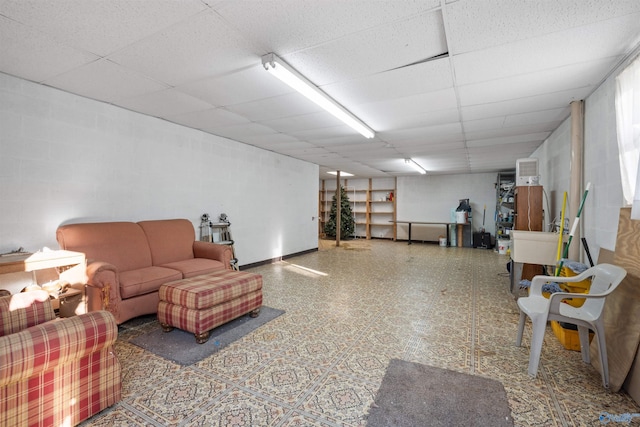 interior space with a drop ceiling