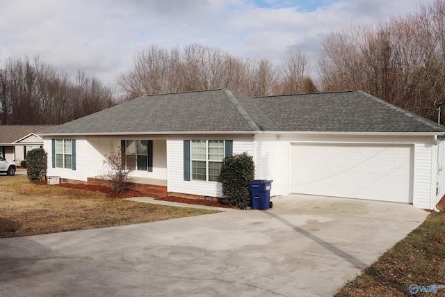 single story home with a garage