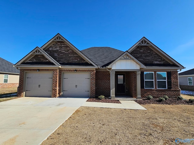 craftsman inspired home featuring a garage