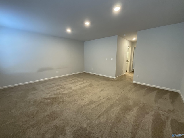 basement with carpet floors