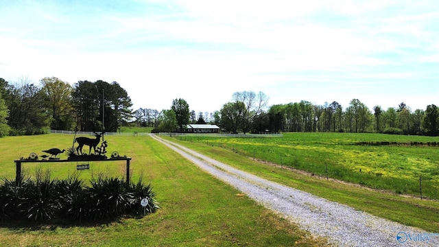 view of road featuring a rural view