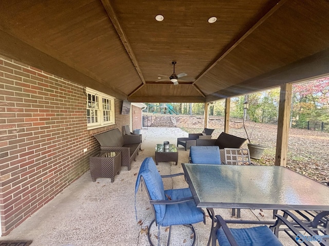 view of patio / terrace featuring ceiling fan