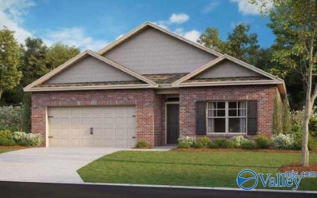 view of front facade featuring a garage and a front lawn