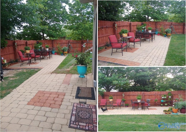 view of patio / terrace with a fenced backyard and outdoor dining space