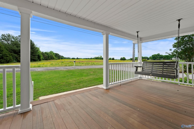 265 Dorning Rd, Harvest, AL 35749 - wooden terrace featuring a yard, a porch, and a view of countryside