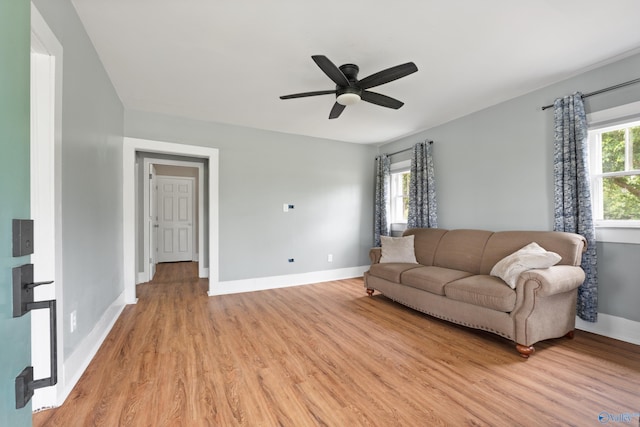 265 Dorning Rd, Harvest, AL 35749 - living area with a ceiling fan, light wood finished floors, and baseboards