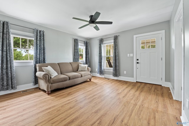 265 Dorning Rd, Harvest, AL 35749 - living room with plenty of natural light, light wood finished floors, ceiling fan, and baseboards