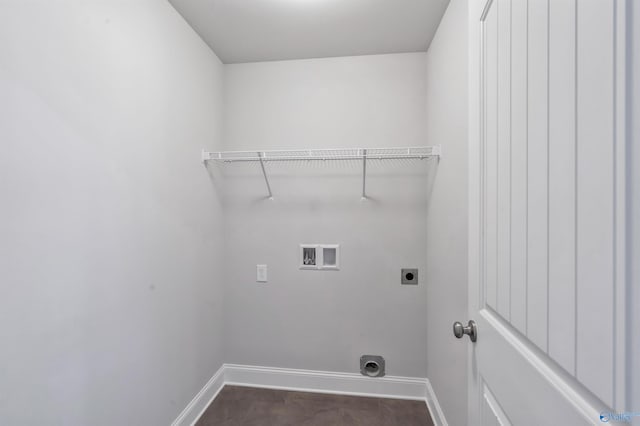 laundry room with electric dryer hookup and hookup for a washing machine