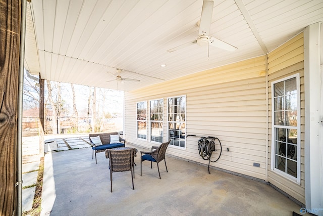 view of patio / terrace featuring a ceiling fan