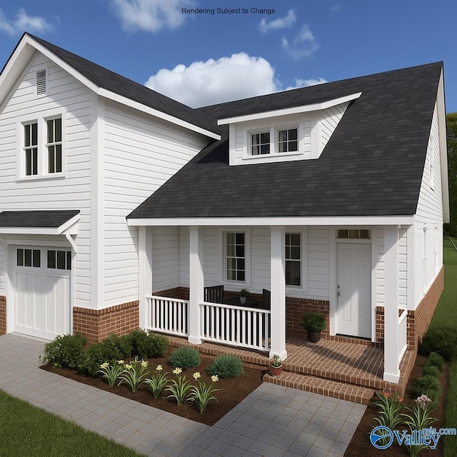 1619 Penn Rd SW, Hartselle, AL 35640 - view of front facade featuring a porch, brick siding, and an attached garage