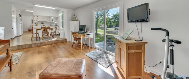 interior space with light hardwood / wood-style floors