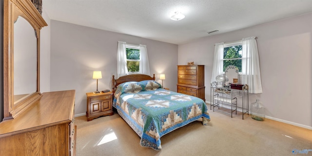 carpeted bedroom with multiple windows