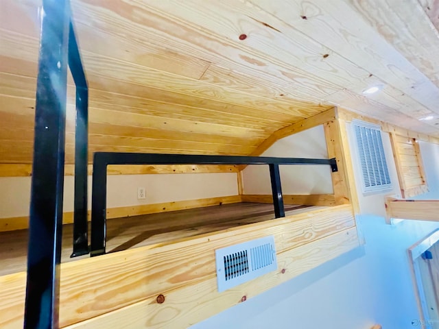 bonus room featuring wood ceiling and lofted ceiling