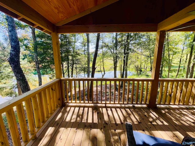 deck with a water view