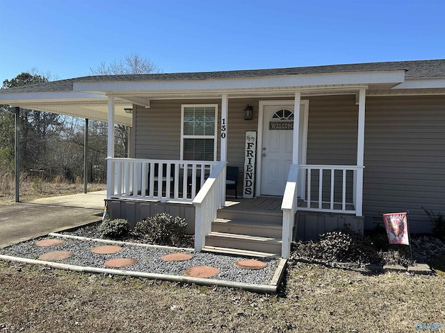 entrance to property with covered porch