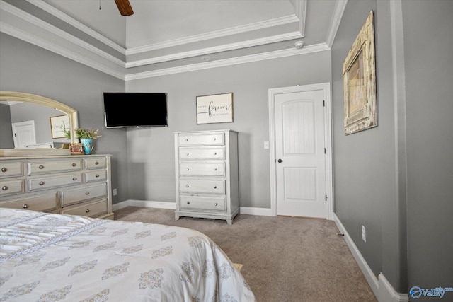 22915 Pin Oak Dr, Athens, AL 35613 - carpeted bedroom featuring ceiling fan, ornamental molding, and baseboards