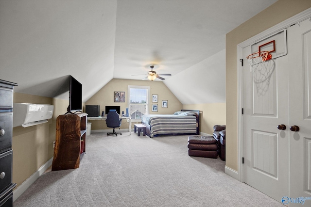 22915 Pin Oak Dr, Athens, AL 35613 - bedroom featuring vaulted ceiling, carpet floors, ceiling fan, and baseboards