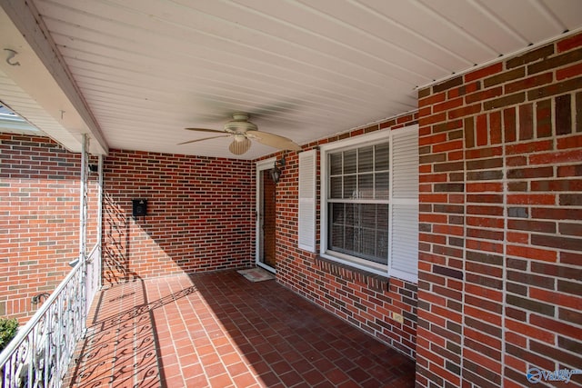 view of patio / terrace featuring ceiling fan