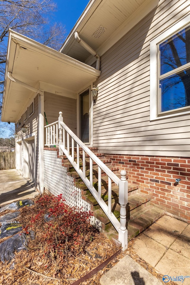 property entrance featuring a garage