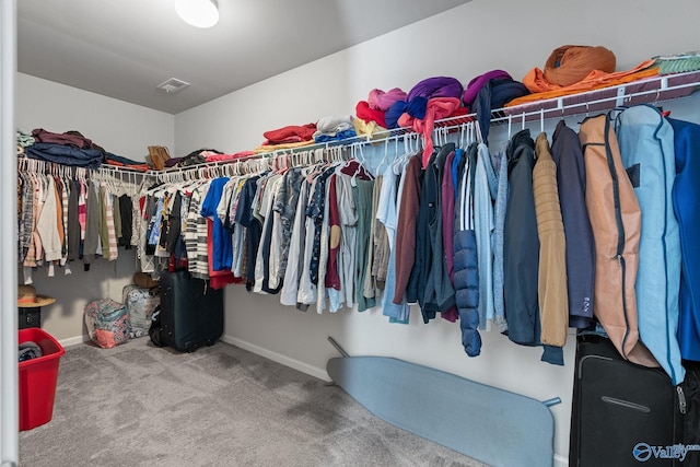 spacious closet with carpet flooring