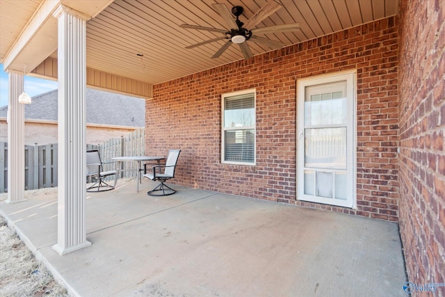 view of patio with ceiling fan