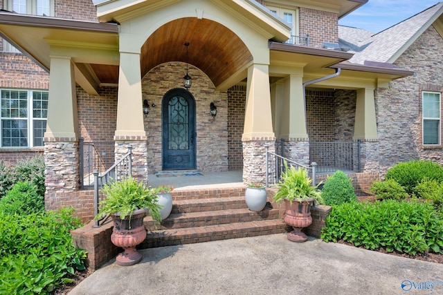 201 Atwater Dr, Madison, AL 35756 - entrance to property featuring a porch and brick siding