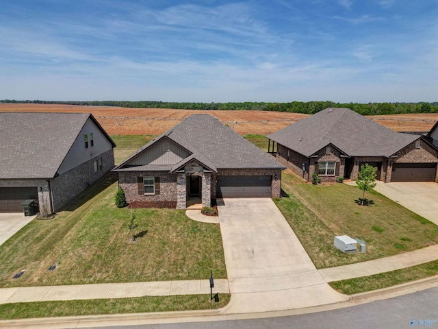 craftsman-style house with a front lawn and a garage